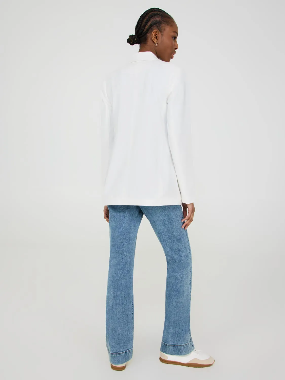 Linen Blend Open Blazer