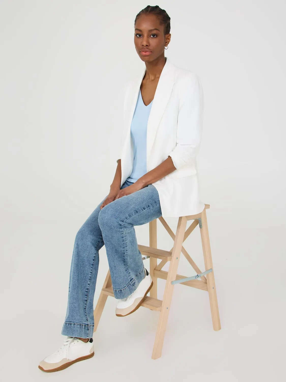 Linen Blend Open Blazer