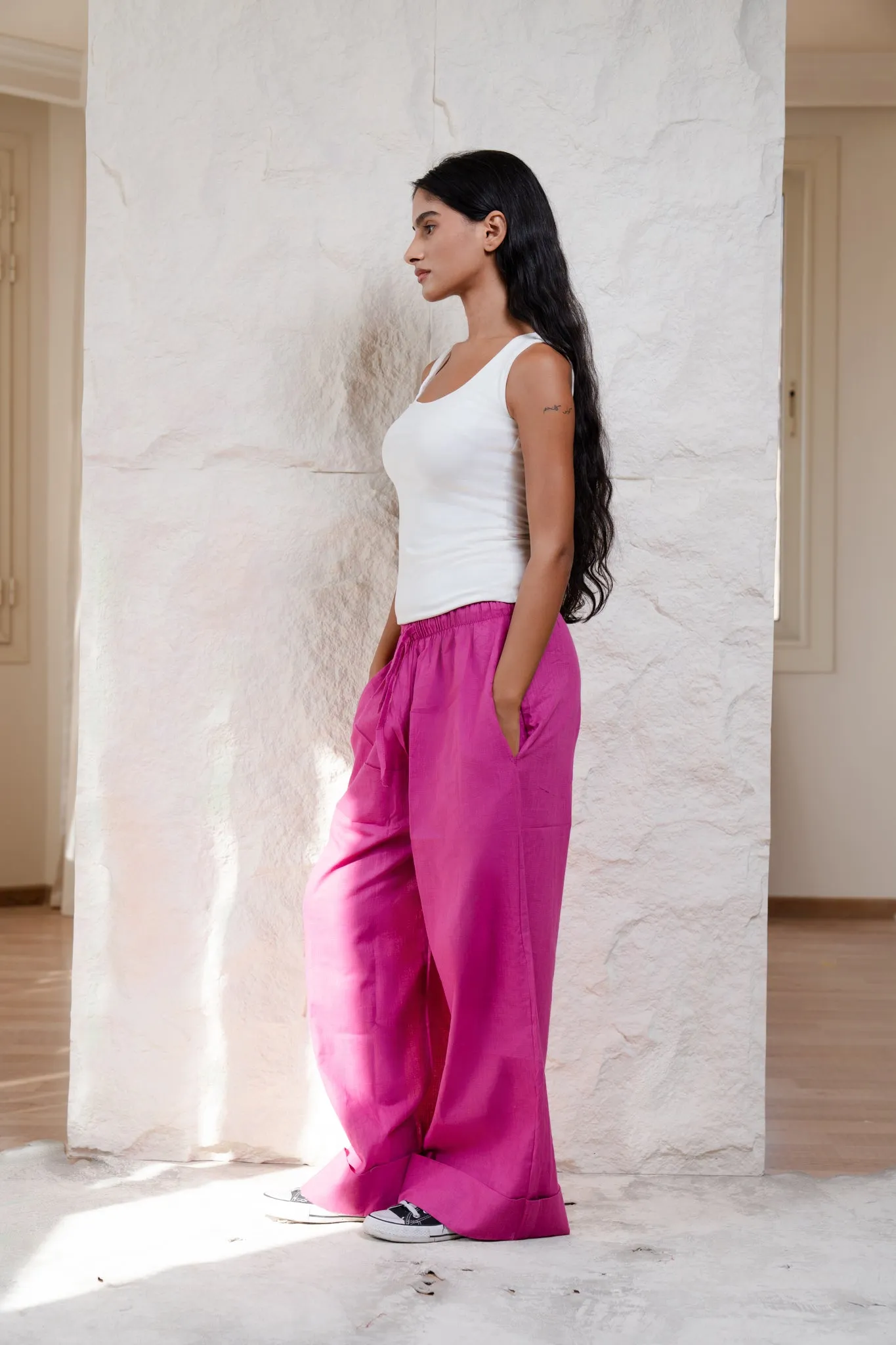 Linen Pants In Cerise
