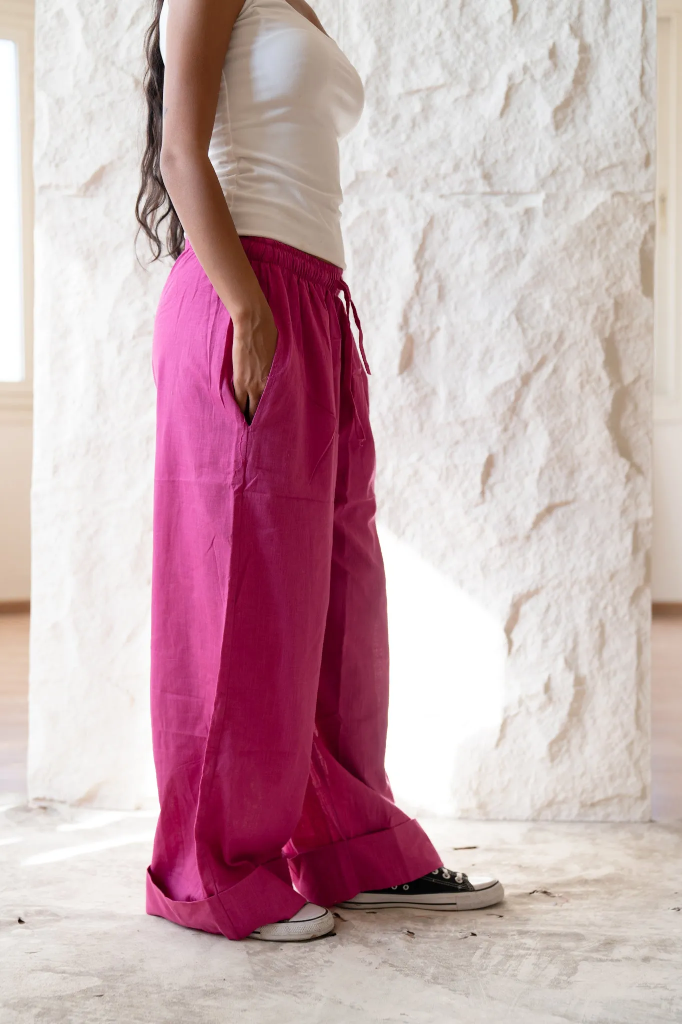 Linen Pants In Cerise