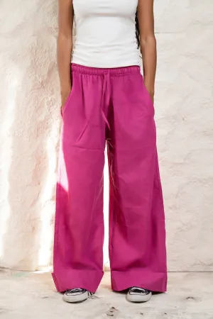 Linen Pants In Cerise