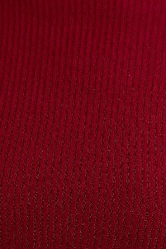 Long Sleeve Lettuce Hem Mock Neck Top