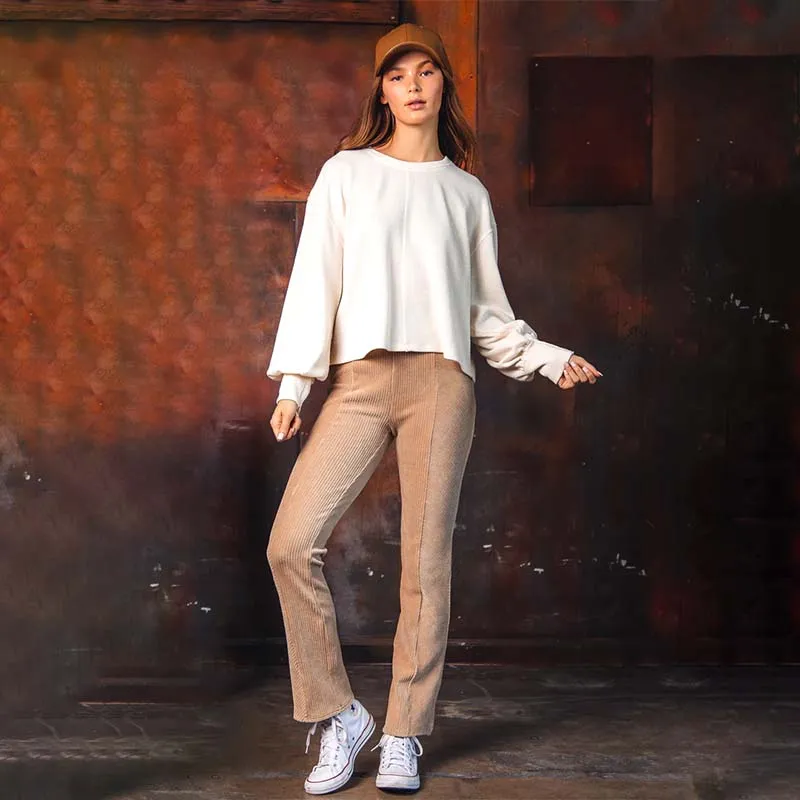 Long Sleeve Pullover Seam Front Top