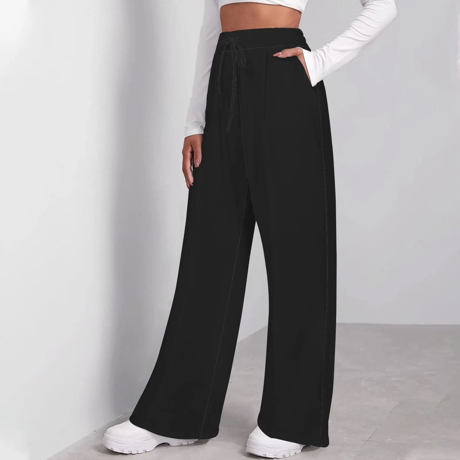 Loose leg elastic waist pants