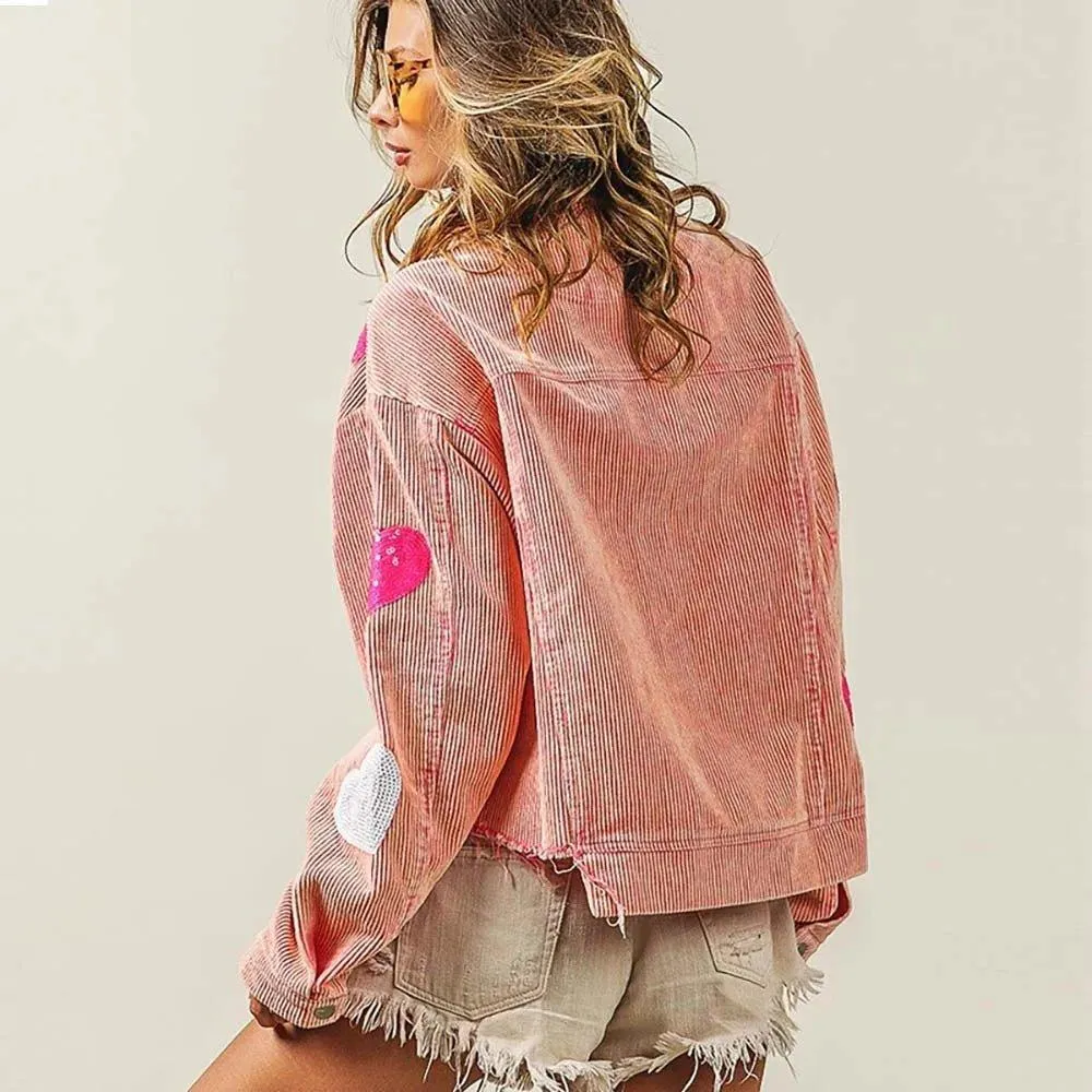Love Is In The Air Hearts Denim Jacket