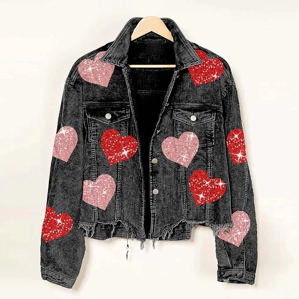 Love Is In The Air Hearts Denim Jacket