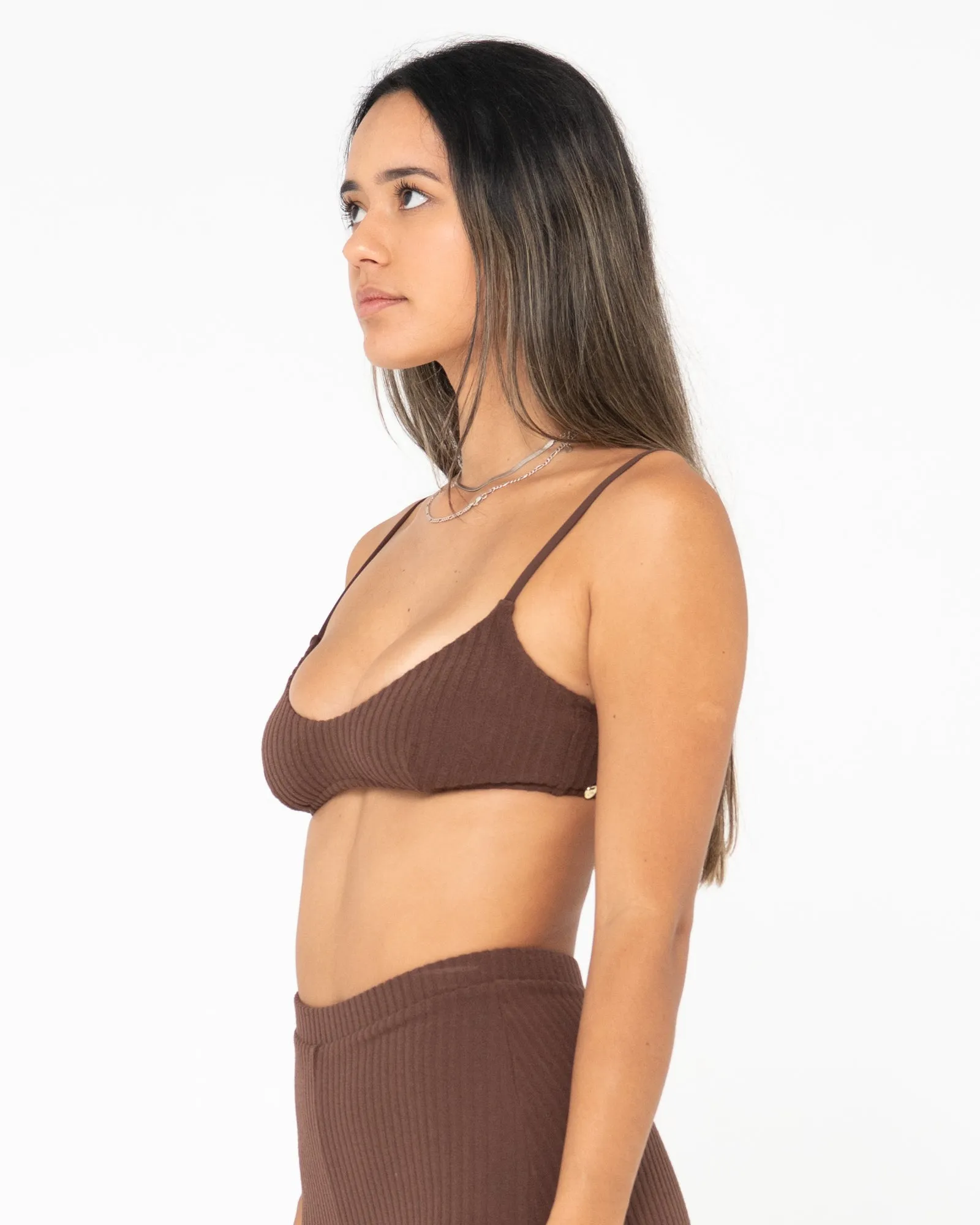 Lucky Rib Towelling Bralette Bikini Top