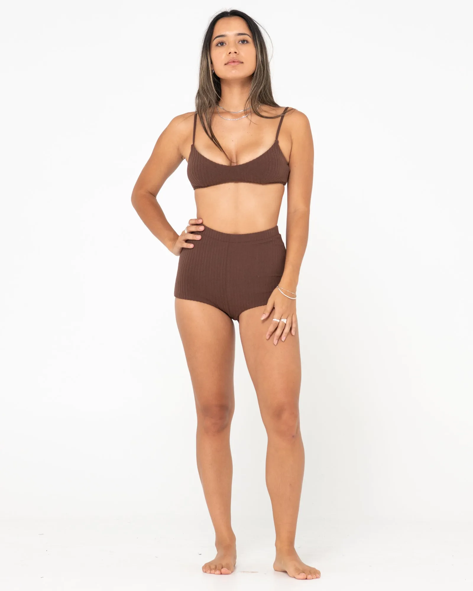 Lucky Rib Towelling Bralette Bikini Top
