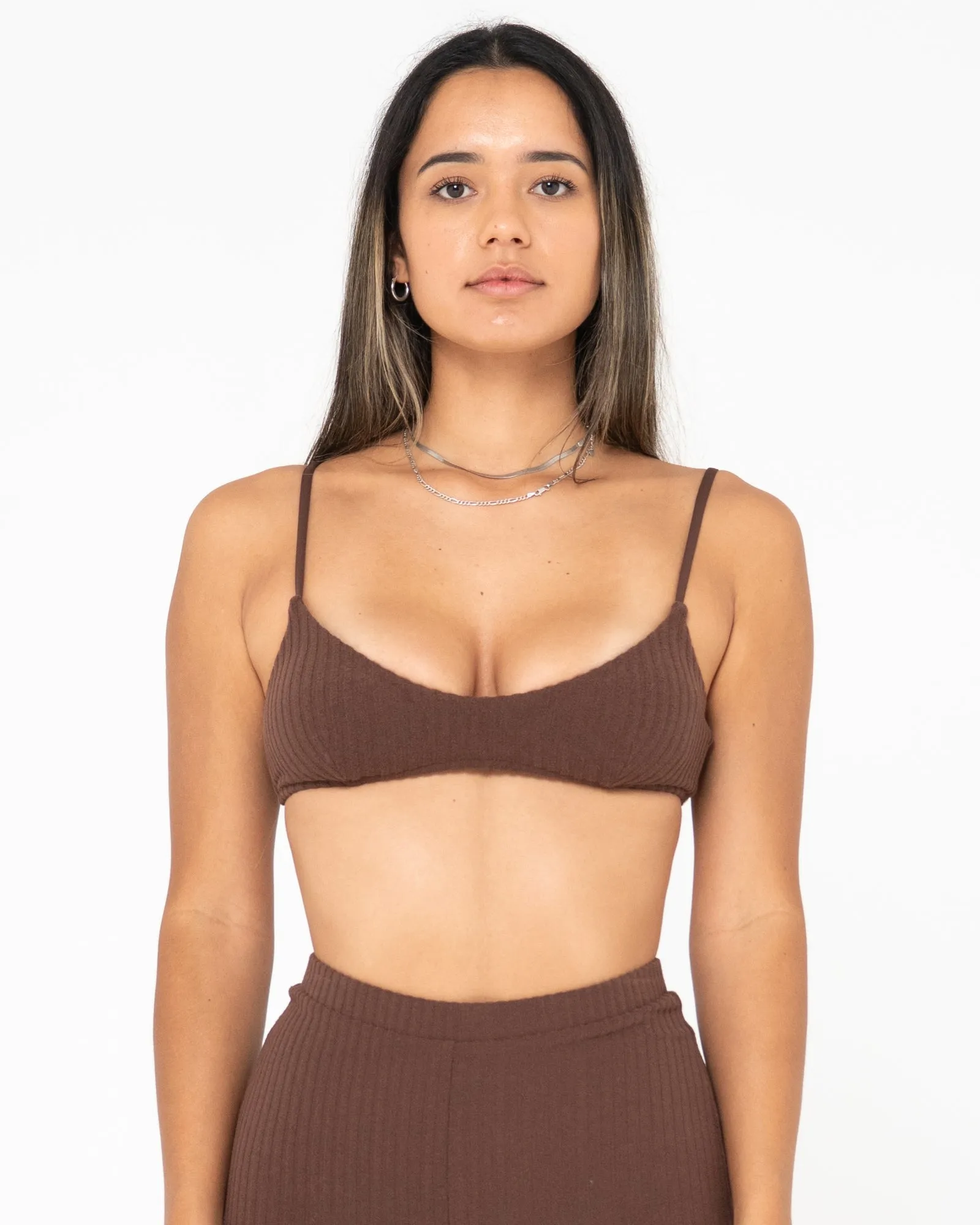 Lucky Rib Towelling Bralette Bikini Top