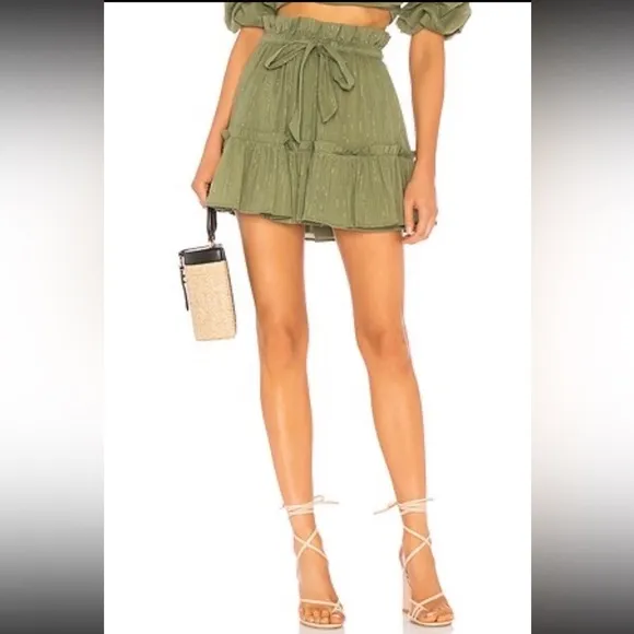 MAJORELLE Charlie Mini Skirt Drawstring Size Small(Fits M/L) Jade Green NEW