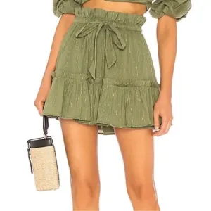 MAJORELLE Charlie Mini Skirt Drawstring Size Small(Fits M/L) Jade Green NEW