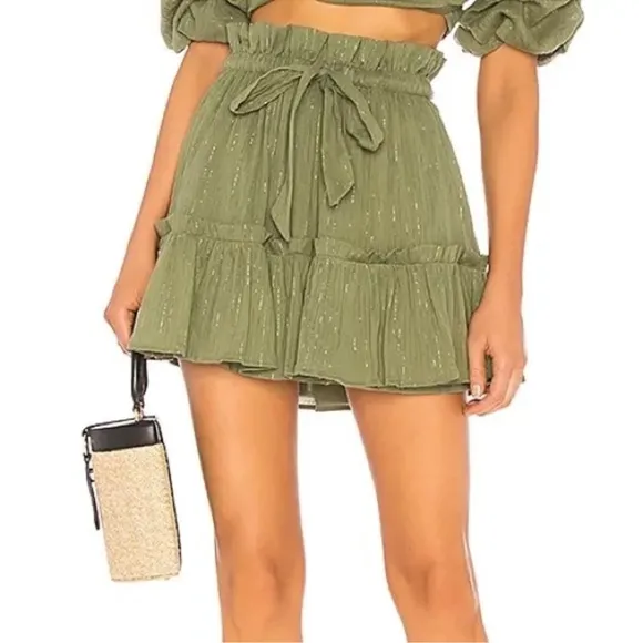 MAJORELLE Charlie Mini Skirt Drawstring Size Small(Fits M/L) Jade Green NEW