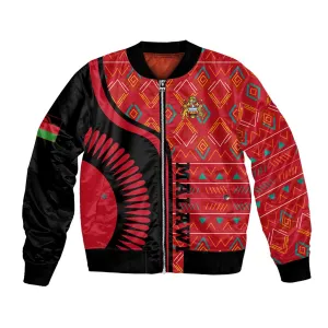 Malawi Patterns African Bomber Jacket Blended with Flag Colors and National Emblem TS04