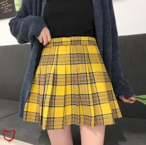 Manic Yellow Plaid Mini Skirt