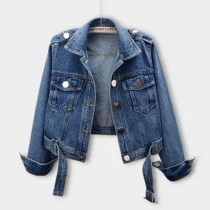 Medium crop denim jacket - Stylish design for modern women - Stylish design for modern women