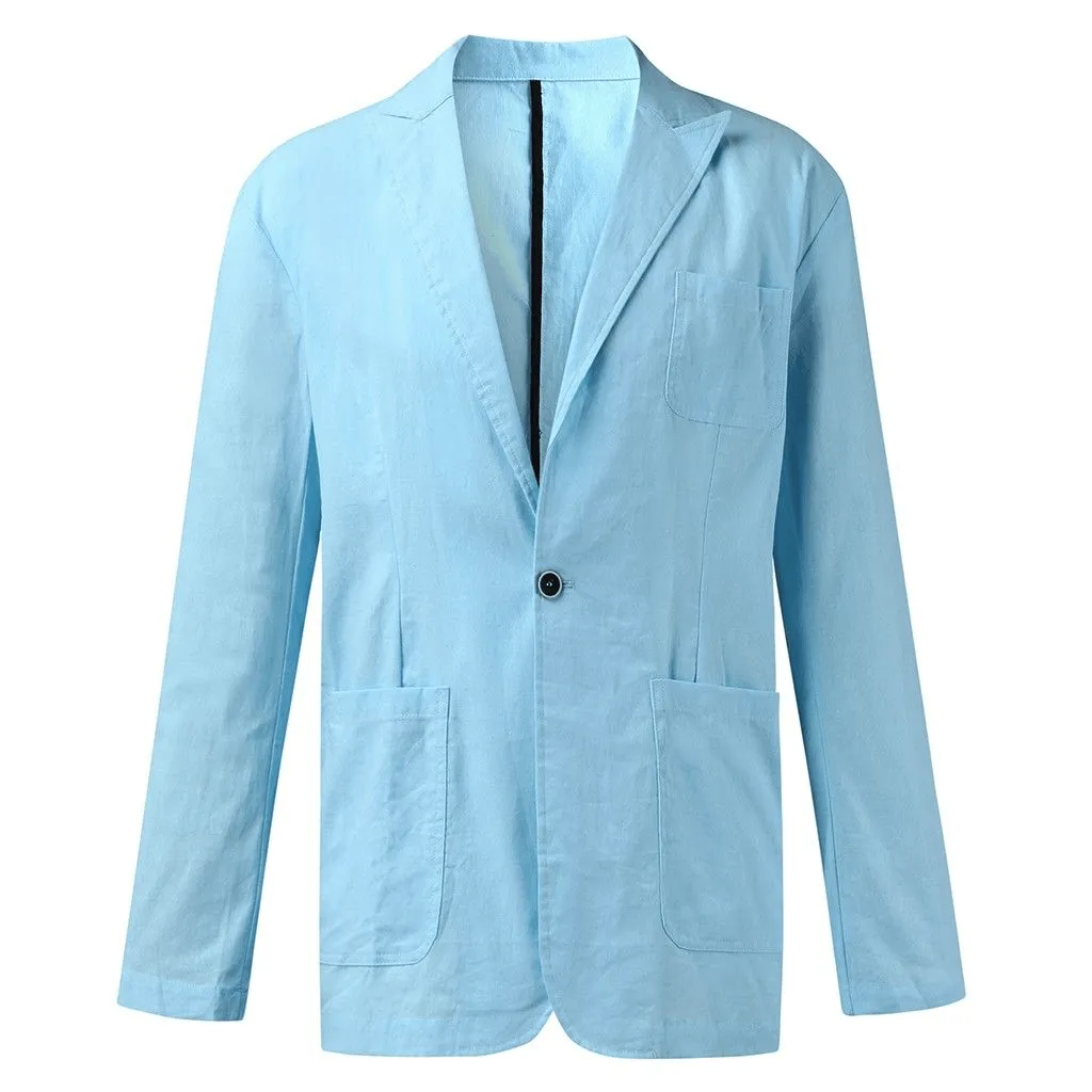 Men Cotton Thin Suits Blazers Jacket coa