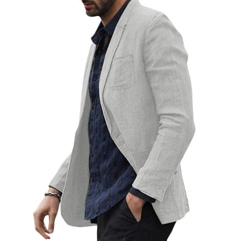 Men Cotton Thin Suits Blazers Jacket coa