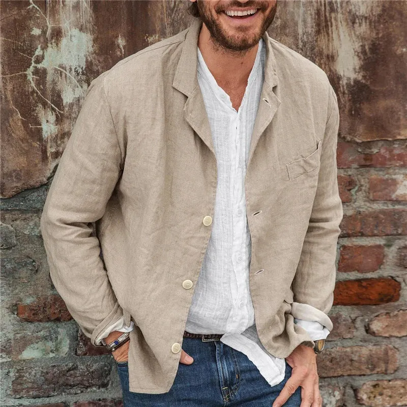 Men’s Linen Blazer – Relaxed Fit – Lightweight – Single-Breasted – Effortless Summer Layer