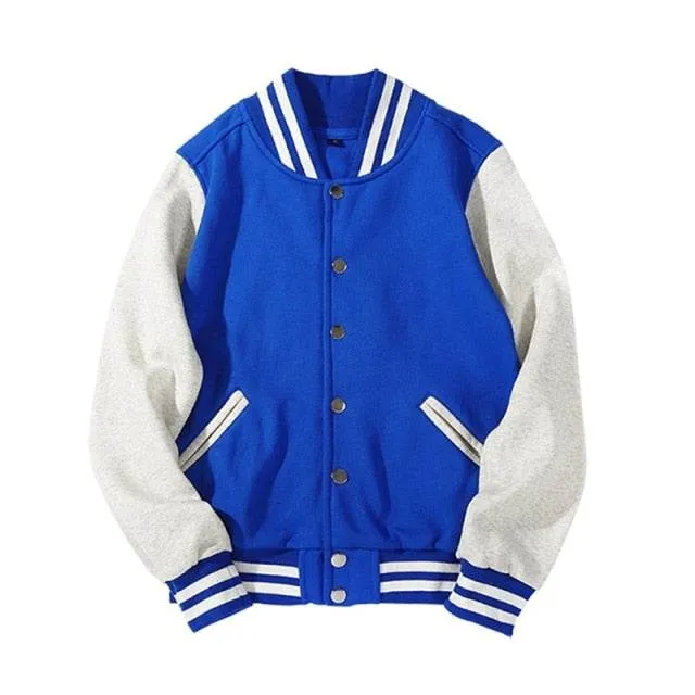 Men's Spliced Brand Jacket Single Breasted Patchwork Coat Bomber Jacket