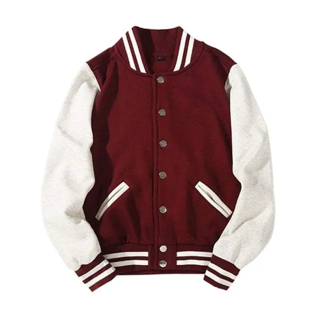 Men's Spliced Brand Jacket Single Breasted Patchwork Coat Bomber Jacket