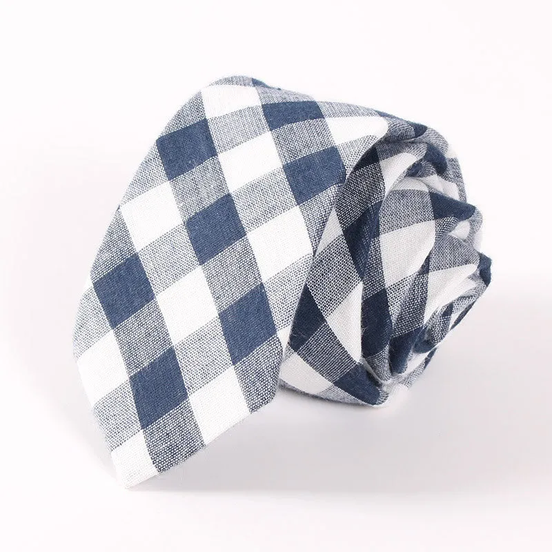 Men's Suit Tie Classic Men's Plaid Necktie Formal Wear Business Bowknots Ties Male Cotton Skinny Slim Ties Cravat