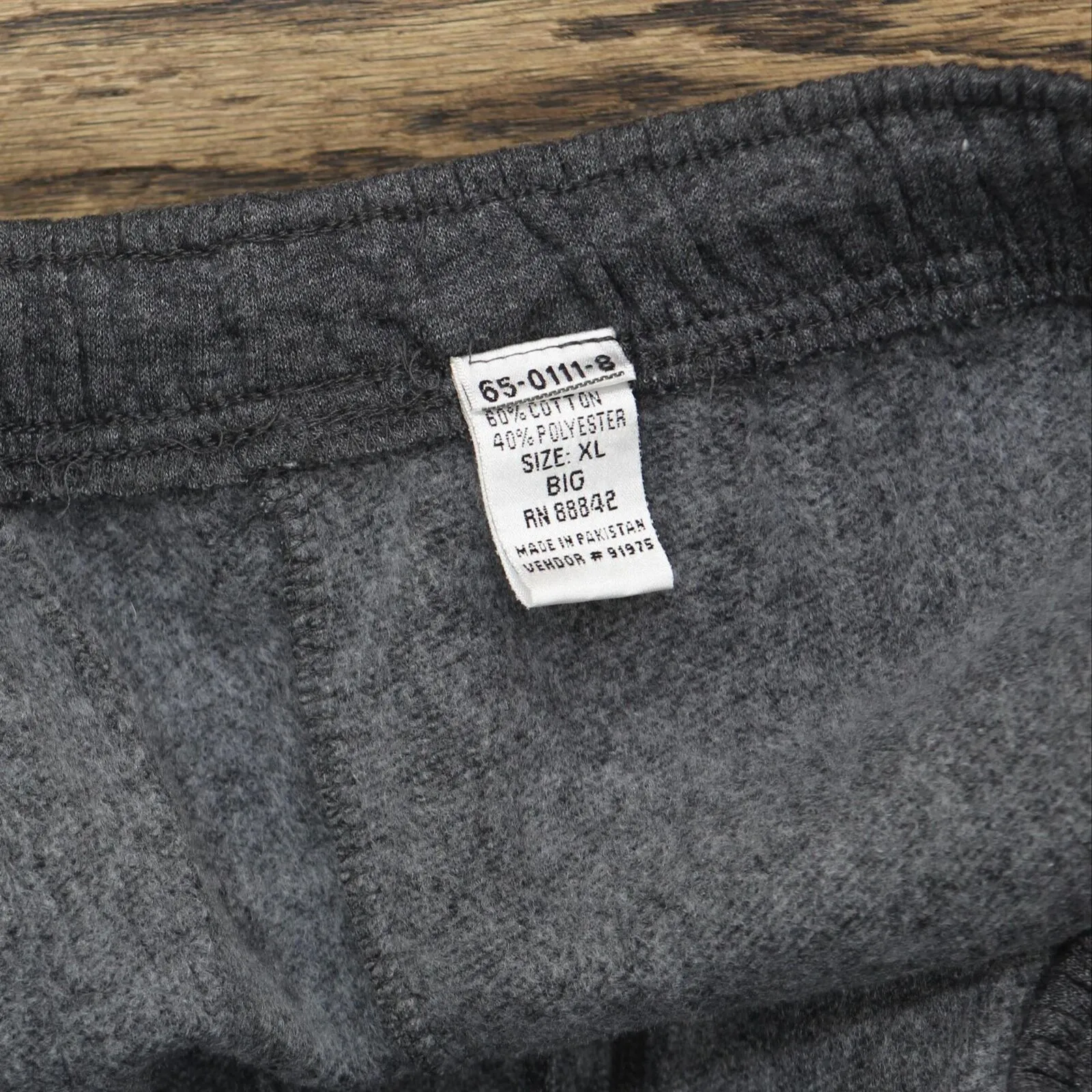 Mens Vintage Closed Bottom Sweatpants Charcoal Gray XL Big