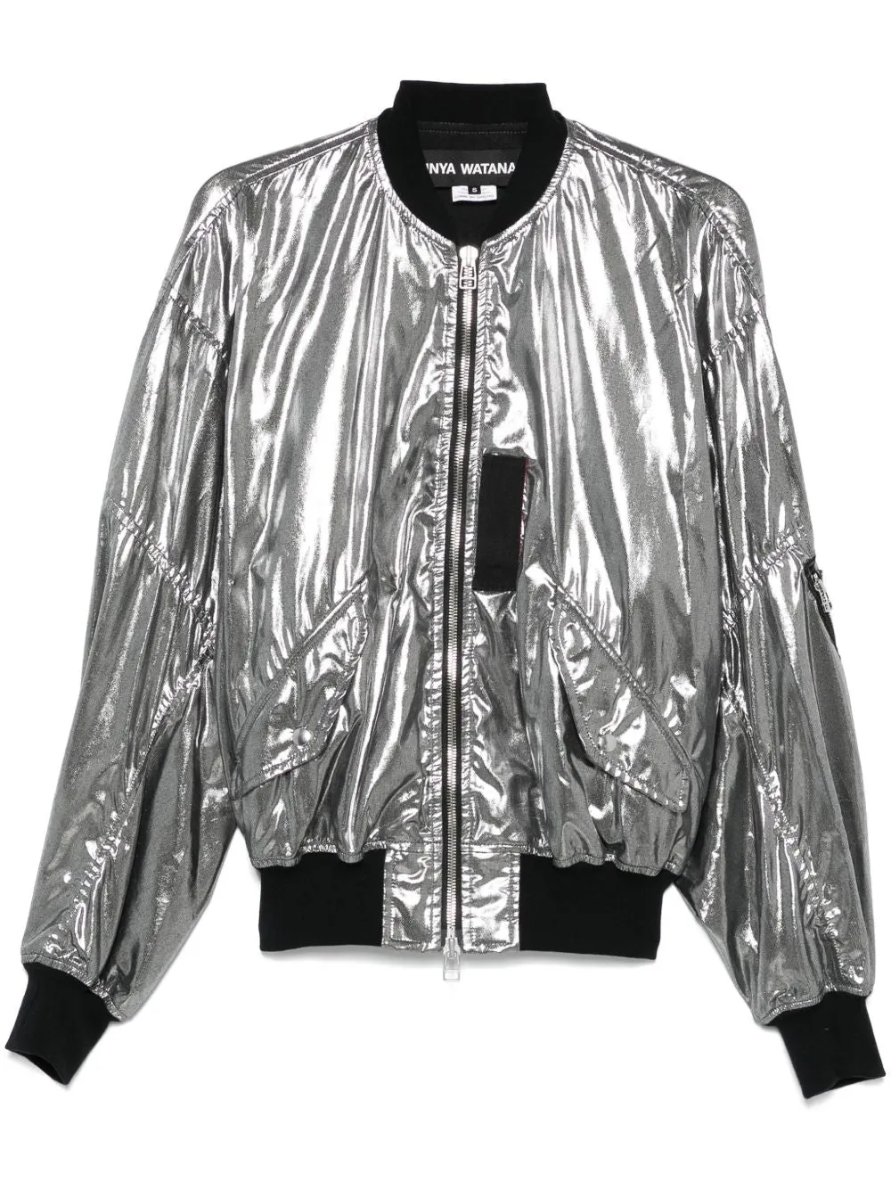 Metallic effect bomber jacket