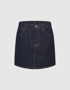 Mini A-Line Denim Skirt