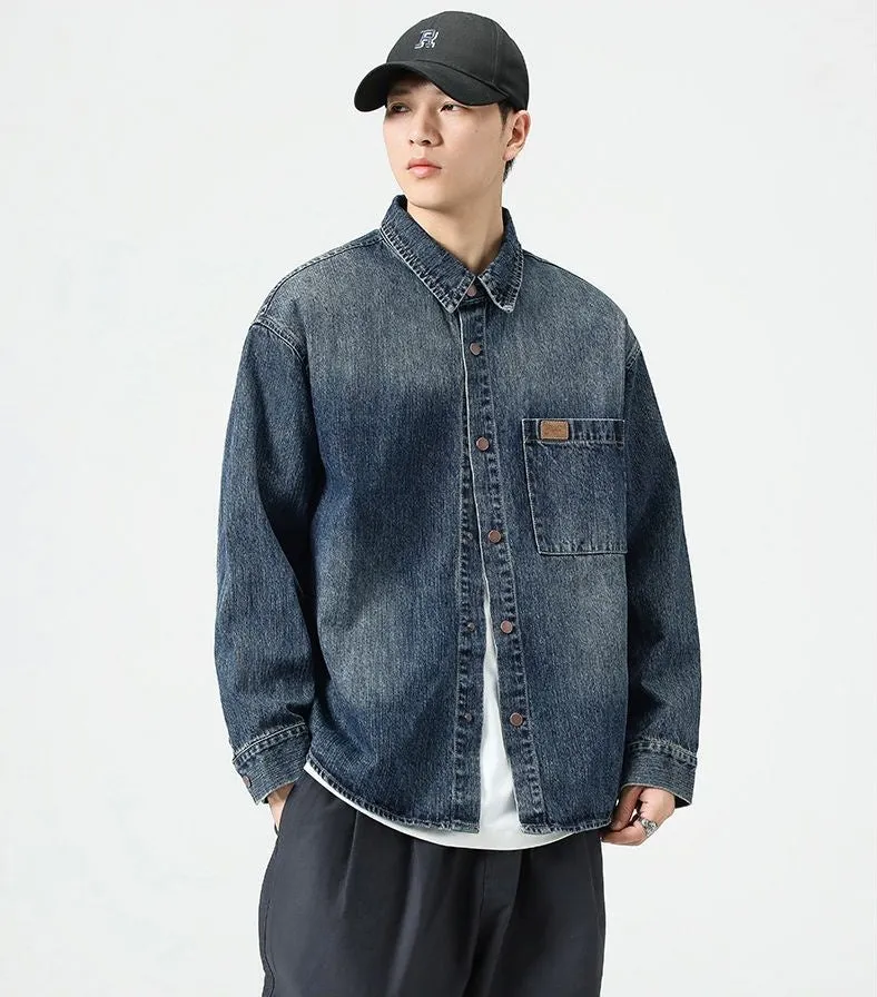 Minimalist Gradient Denim Denim Jacket for Stylish Men