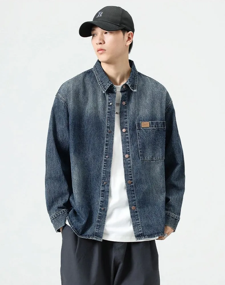 Minimalist Gradient Denim Denim Jacket for Stylish Men