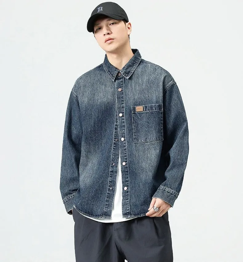 Minimalist Gradient Denim Denim Jacket for Stylish Men