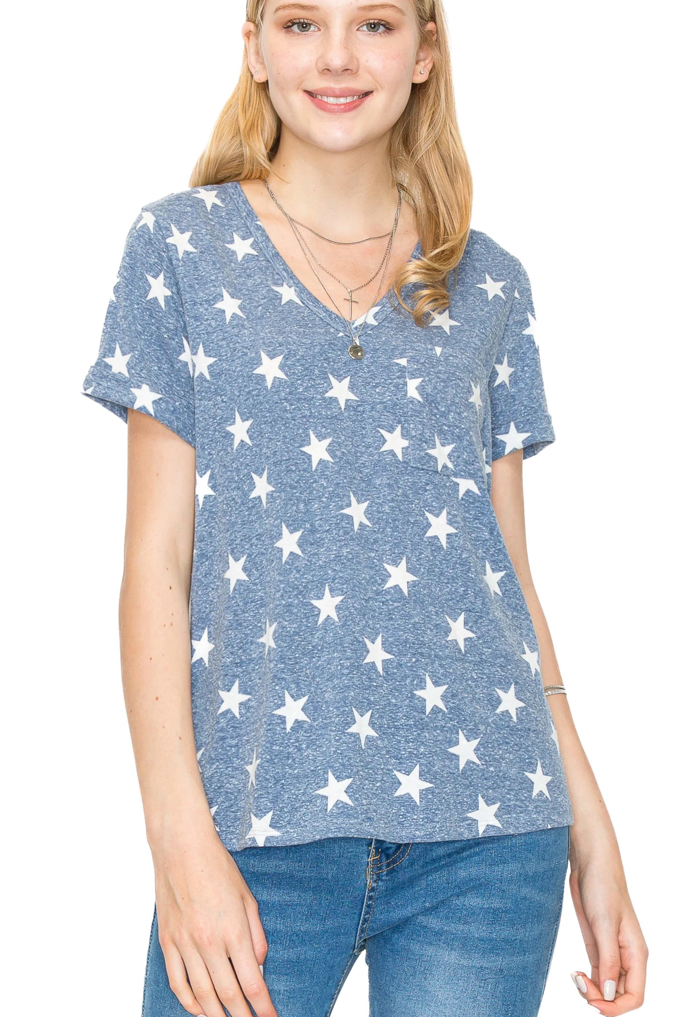 MINT PLUS PINK Womens Short Sleeve V Neck Tops Casual Blouses and Basic Tee T-Shirts