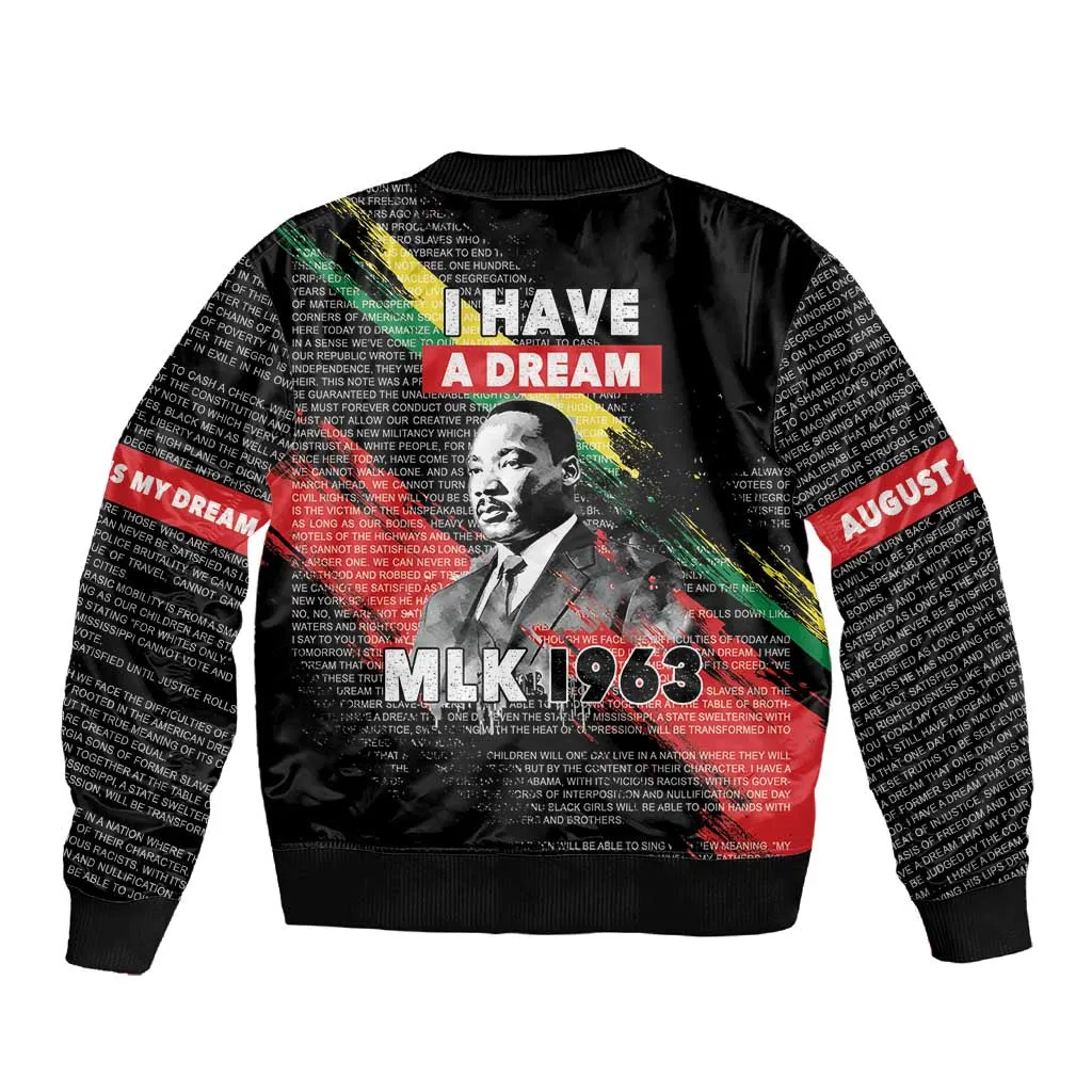 MLK Honoring The Legacy Sleeve Zip Bomber Jacket Black Version LT05