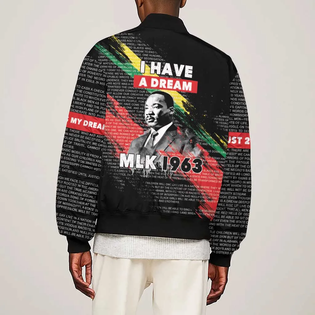 MLK Honoring The Legacy Sleeve Zip Bomber Jacket Black Version LT05