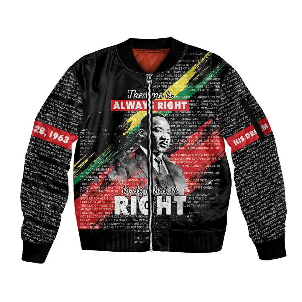 MLK Honoring The Legacy Sleeve Zip Bomber Jacket Black Version LT05