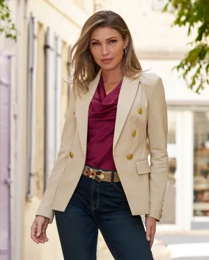Modern Double-Breasted Blazer Pearl