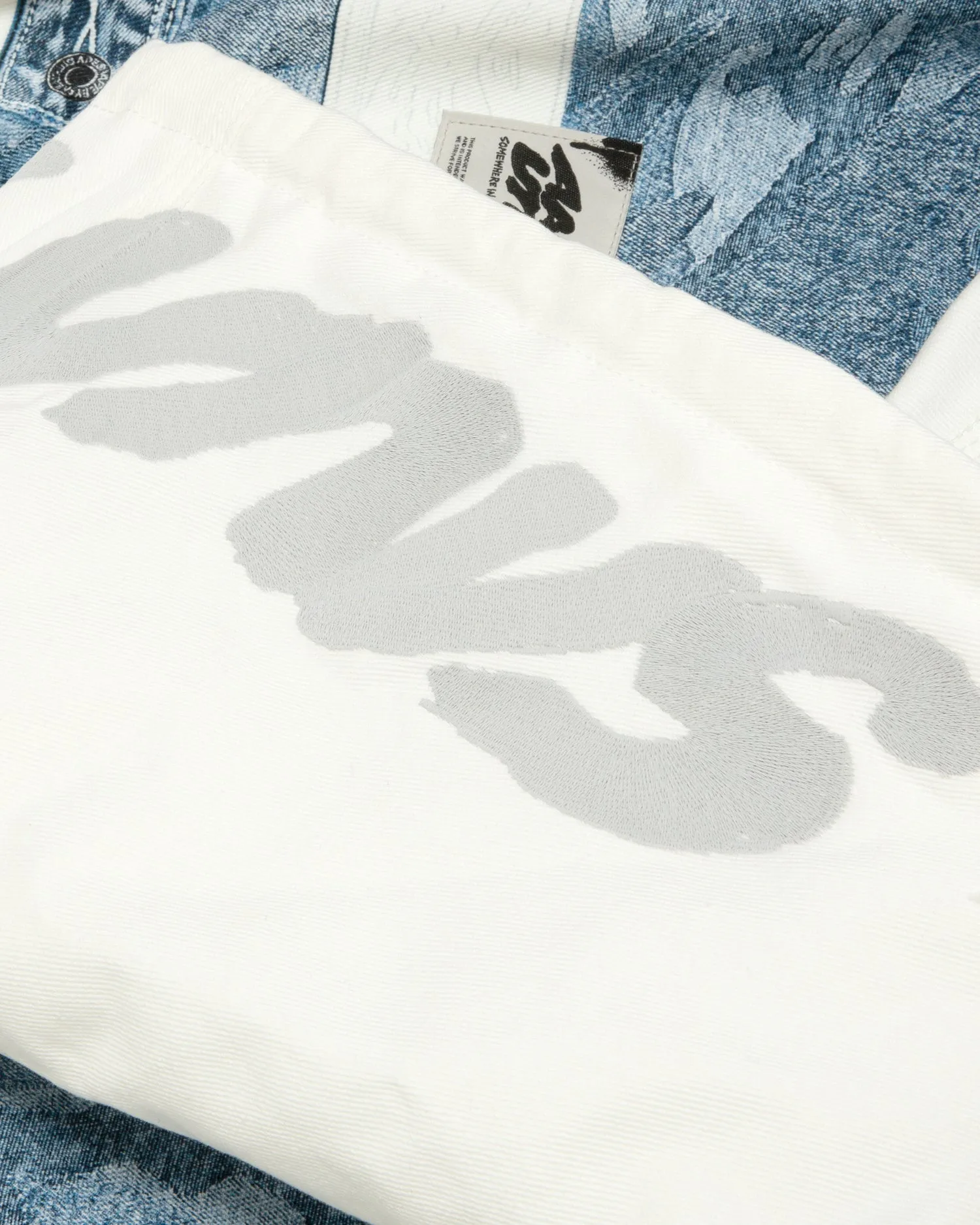 Moonface logo denim hoodie jacket