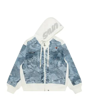 Moonface logo denim hoodie jacket