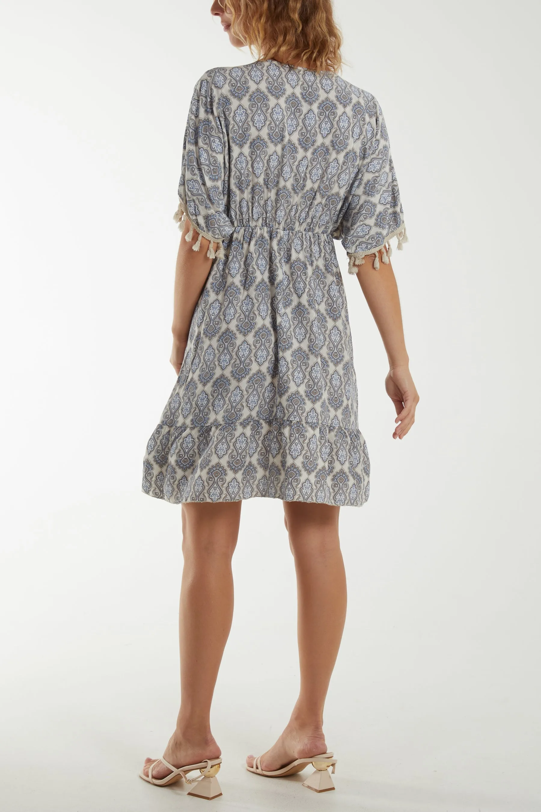 Morrocan Print Tassel Dress