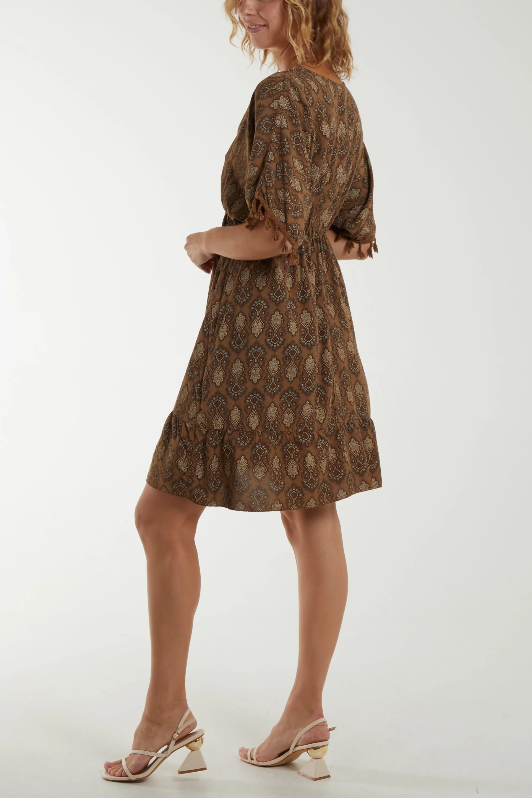 Morrocan Print Tassel Dress
