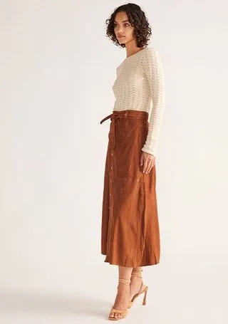 MOS the Label - Natalie Suede Skirt - Suede Tan