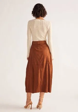 MOS the Label - Natalie Suede Skirt - Suede Tan