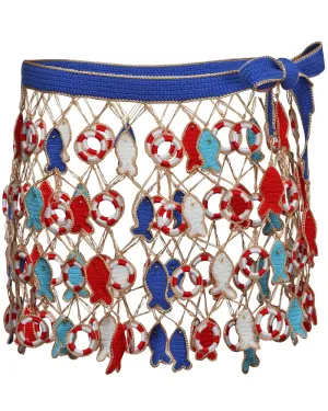 Multicolor Crochet Poisson Mini Skirt