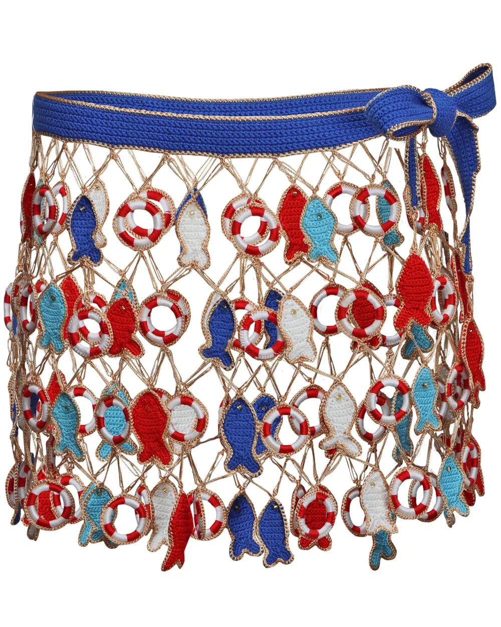 Multicolor Crochet Poisson Mini Skirt