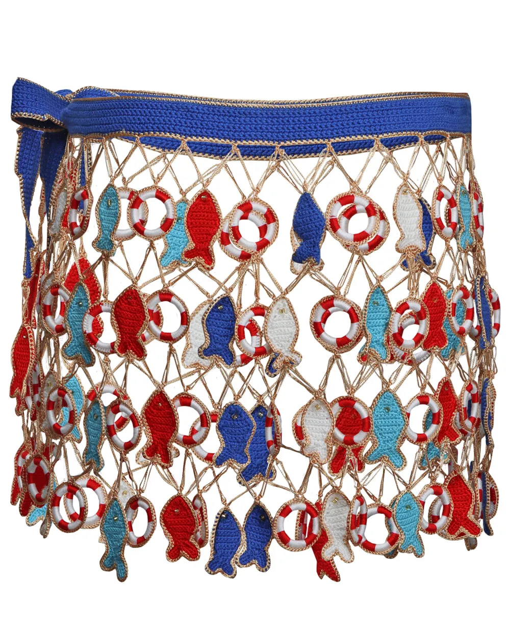 Multicolor Crochet Poisson Mini Skirt