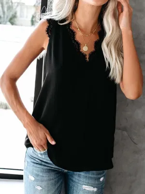 Natalie Lace Detail V-Neck Tank - Online Exclusive