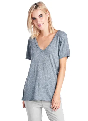 NATION LTD Aidan Deep V Neck Tee | Heather Grey