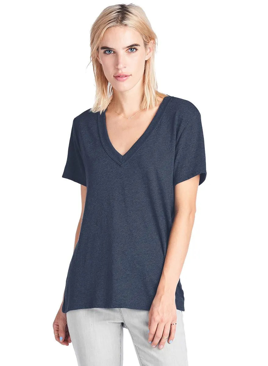 NATION LTD Aidan Deep V Neck Tee | Heather Grey