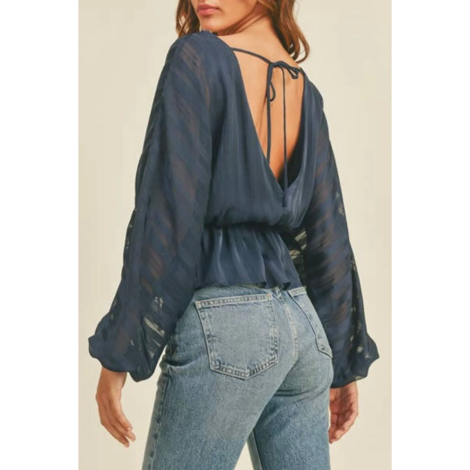 navy v neck blouse