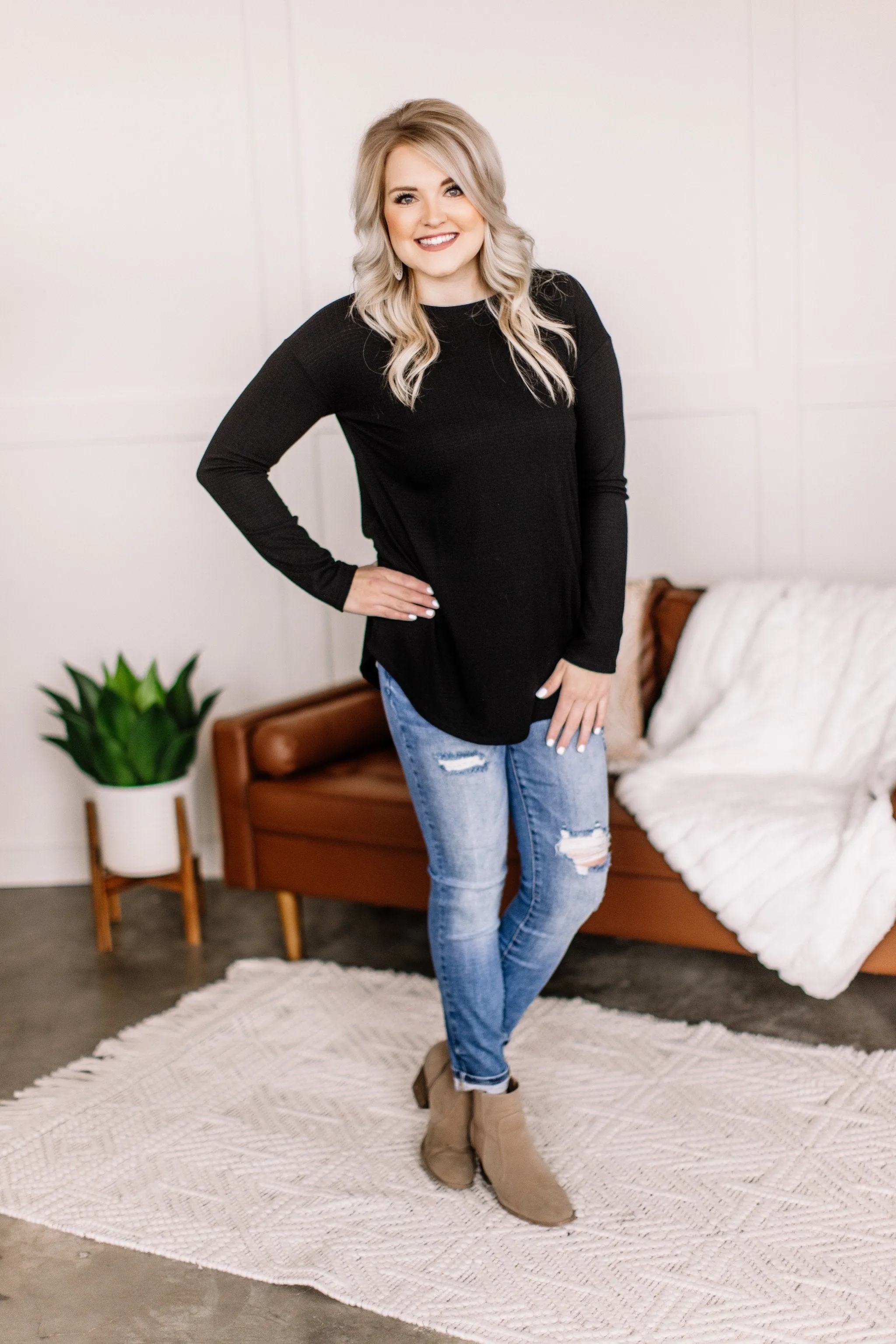 Never Be Basic Top In Black